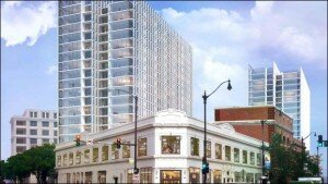 A rendering of the development at Children’s Memorial Hospital in Lincoln Park.